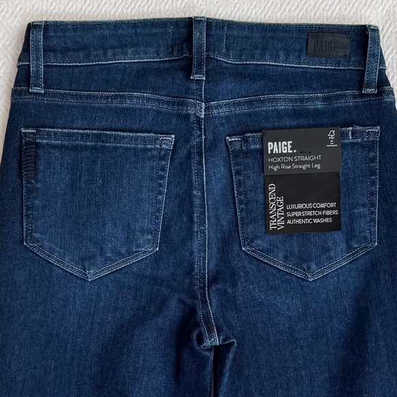 NWT Paige Hoxton Slim Straight Leg High Rise Jeans Monarch Blue Size 24 L34" - Picture 4 of 12